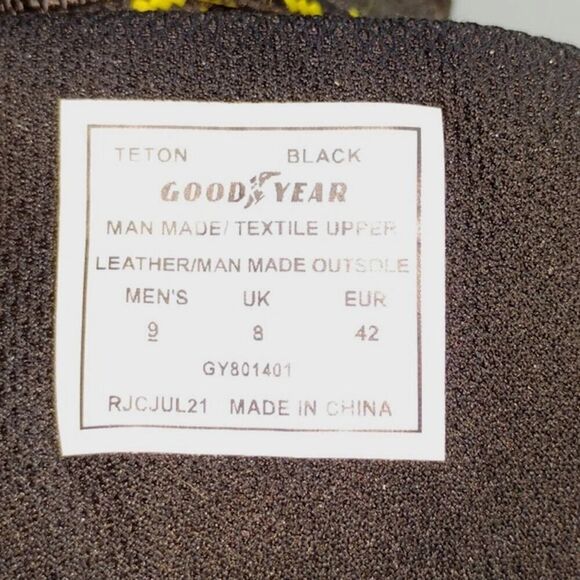 Goodyear Teton Mens Pre-owned Black Outdoor Hiking/Work Boots - sz. 9 - Picture 7 of 7